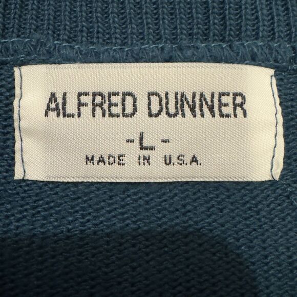 VTG Alfred Dunner Sweater 80s Sz L Diamond Argyle Collared Green Made USA Unisex - Picture 3 of 9